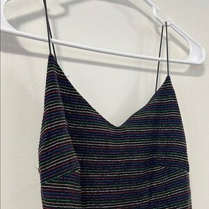 Mind Code Black Multicolor Striped Midi Dress